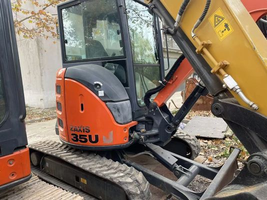 اليابان الأصلية استخدمت حفرة هيتاشي ZX35U-5N مصغرة في حالة ممتازة / استخدمت حفرة اليابانية مصغرة مع ذراع سوينغ ومحرك EPA
